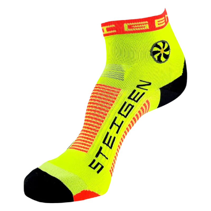 Socks with holiday patterns-Steigen - Quarter Length Running Socks - Fluro Yellow