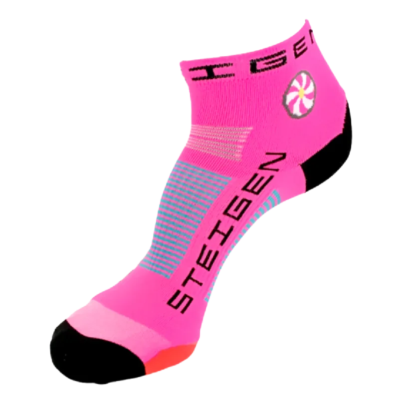 Polka dot bamboo socks-Steigen - Quarter Length Running Socks - Pink