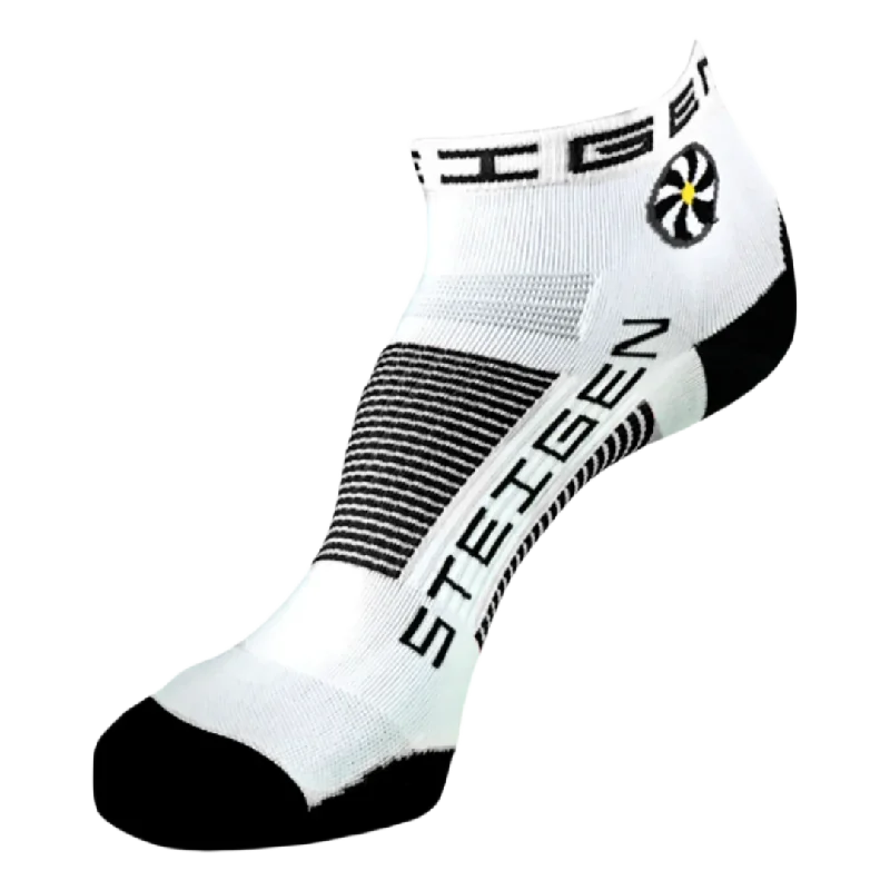 Socks with plaid patterns-Steigen - Quarter Length Running Socks - White