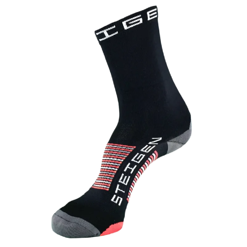 Designer silk socks-Steigen - Three Quarter Length Running Socks - Black