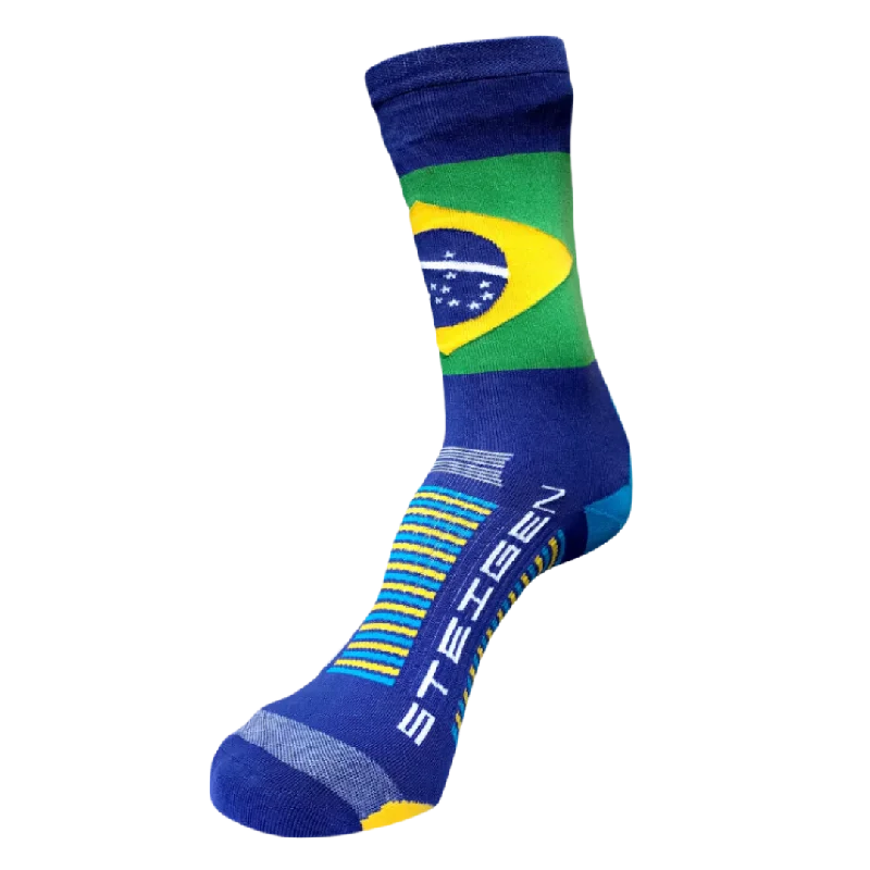 Blue silk socks-Steigen - Three Quarter Length Running Socks - Brazil