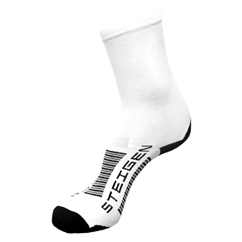 Handmade knit socks-Steigen - Three Quarter Length Running Socks - White