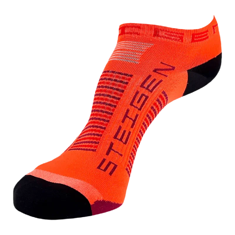 Floral bamboo socks-Steigen - Zero Length Running Socks - Orange