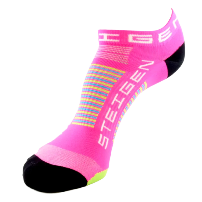 Bamboo socks for eco-friendly wear-Steigen - Zero Length Running Socks - Pink Tutti Frutti