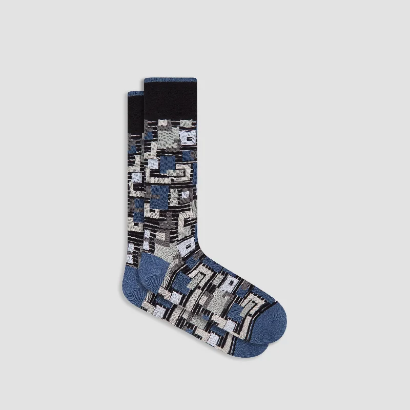 Striped fleece socks-Striped Abstract Mid-Calf Socks