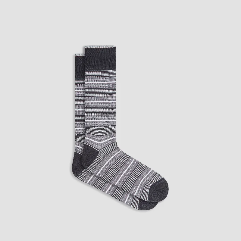 Durable athletic socks-Striped Mid-Calf Socks