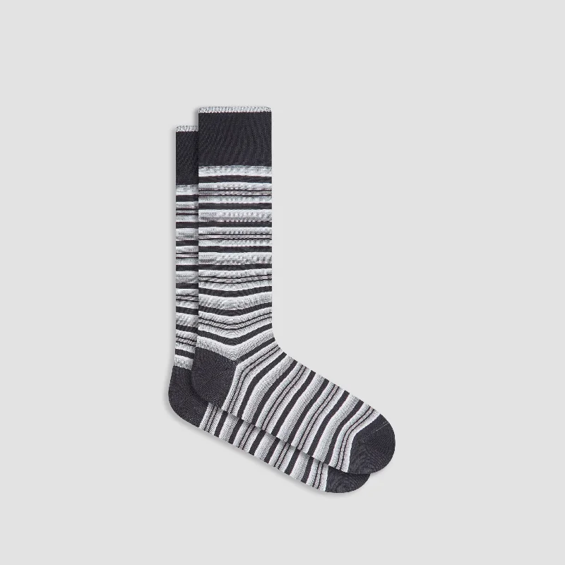 Solid bamboo socks-Striped Mid-Calf Socks