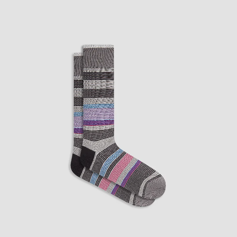 Plaid knit socks-Striped Mid-Calf Socks