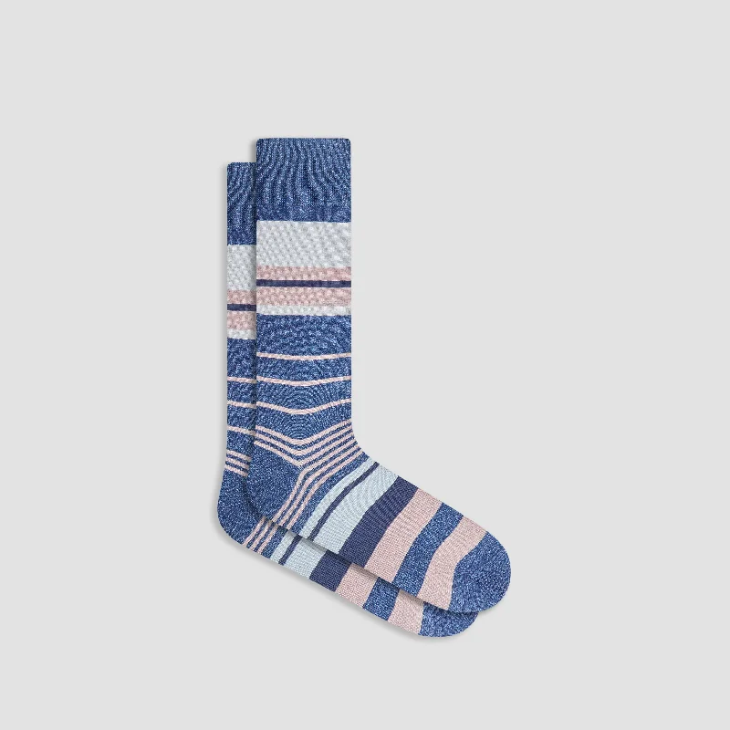 Purple crew socks-Striped Mid-Calf Socks