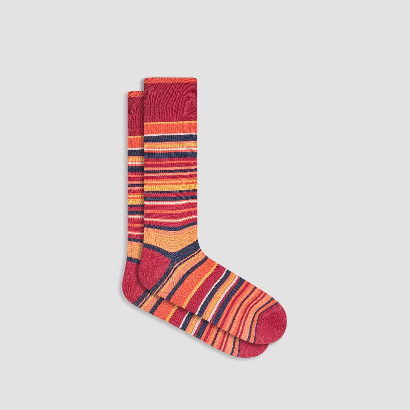 Socks with cotton weave-Striped Mid-Calf Socks