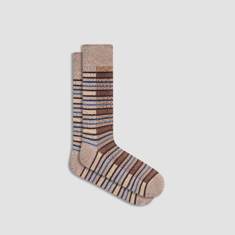 Socks with wool texture-Striped Mid-Calf Socks