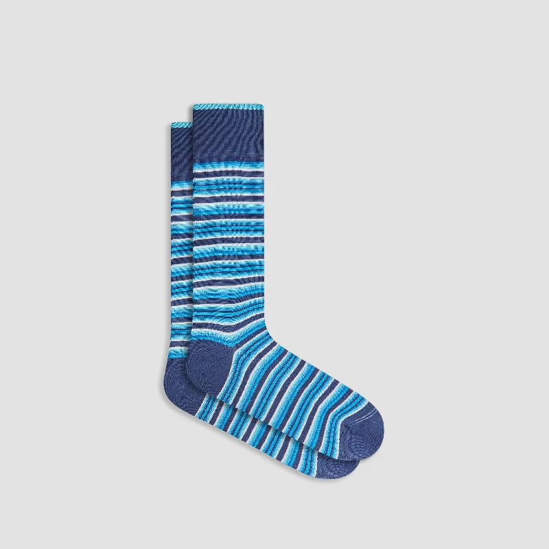 Black silk socks-Striped Mid-Calf Socks