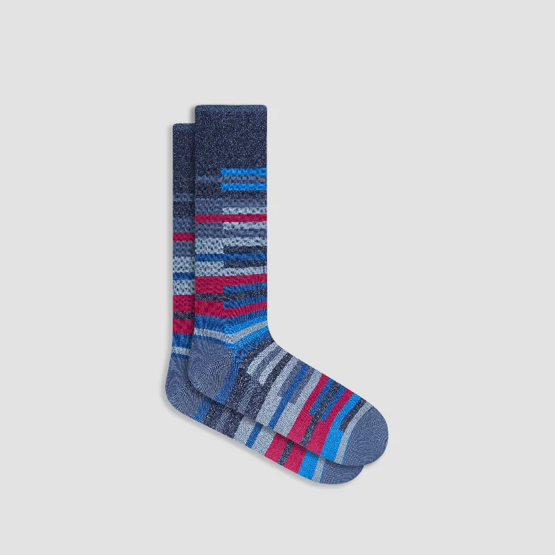 Socks with heel cushion-Striped Mid-Calf Socks