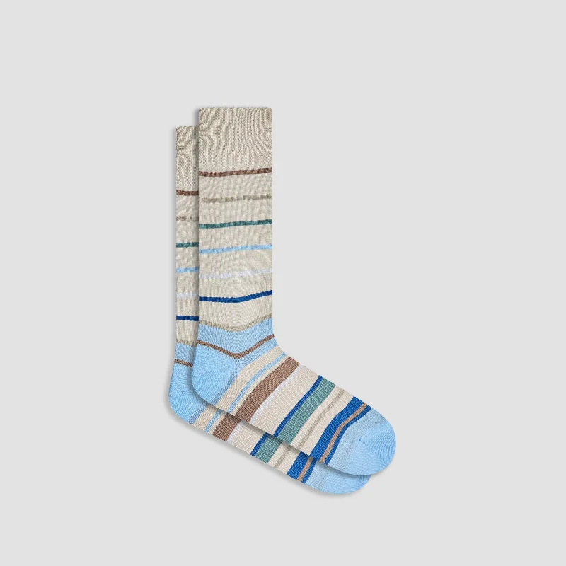 Socks with elastic cuffs-Striped Mid-Calf Socks