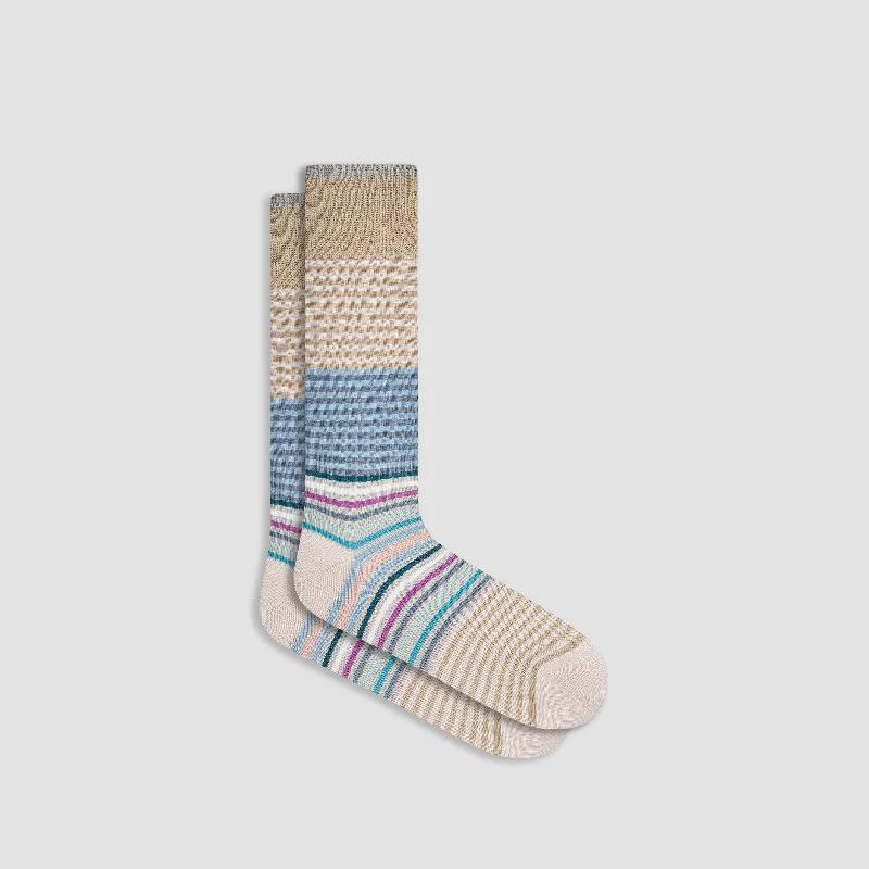 Socks with cotton texture-Striped Mid-Calf Socks