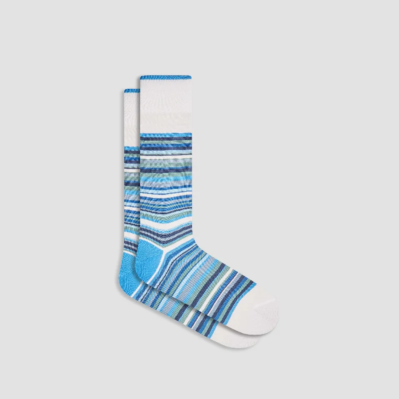 Green ankle socks-Striped Mid-Calf Socks