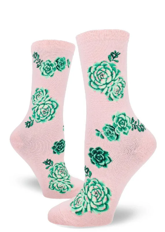 Non-slip socks with rubber-Succulent Plants | Women's Crew