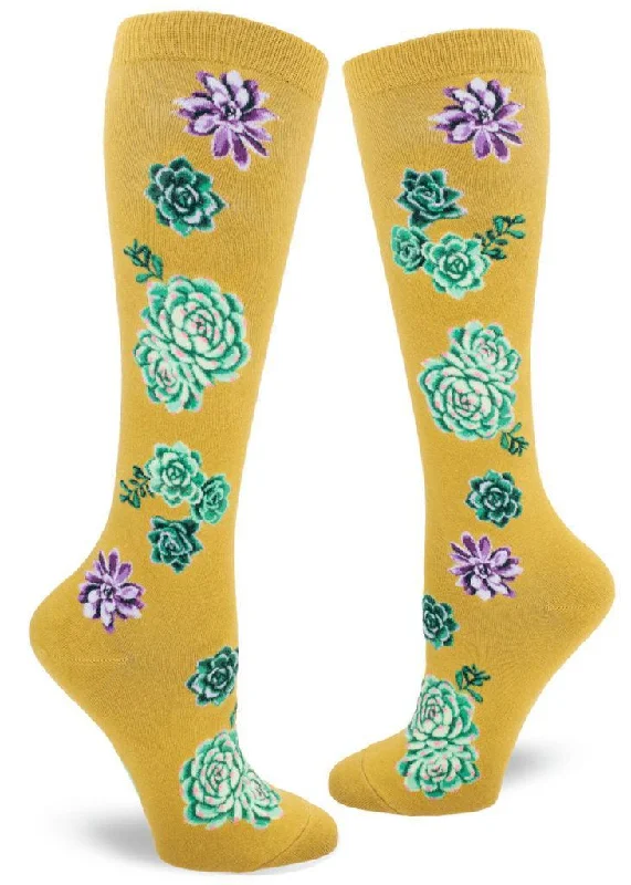 Soft bamboo socks-Succulent Plants | Women's Knee-high