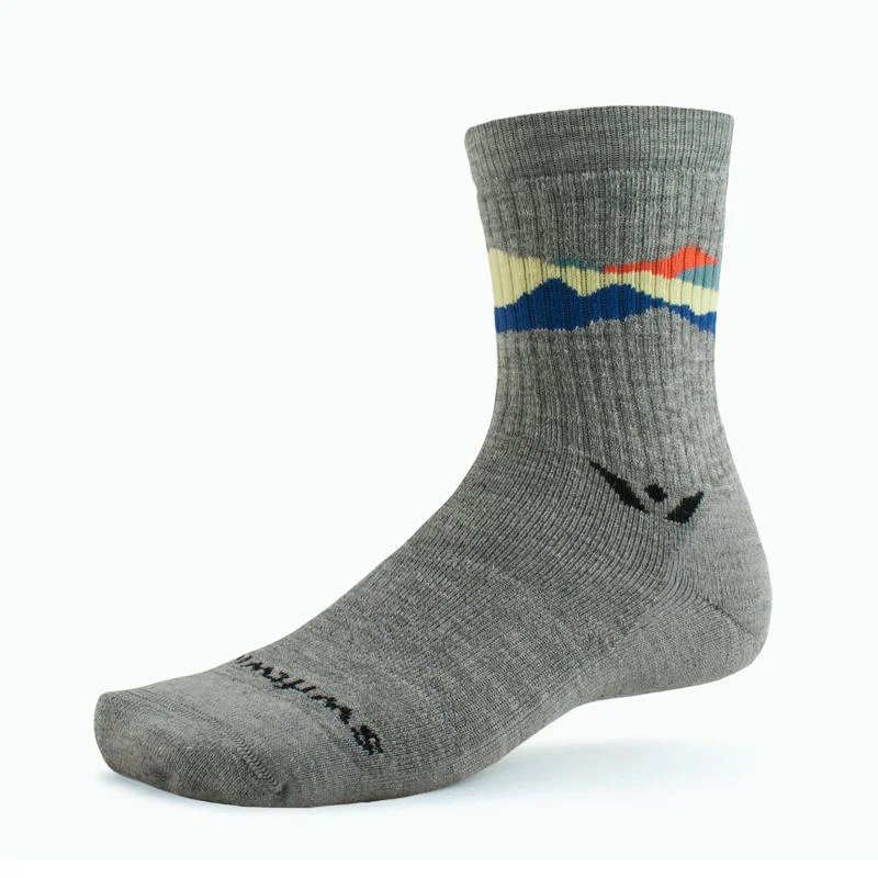 Socks with plaid accents-Swiftwick Pursuit Hike Medium Weight Six - Crew