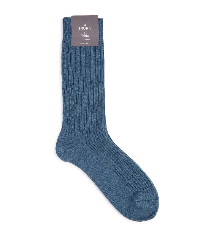 Striped cotton socks-Tabio Power Fit Crew Socks: Blue