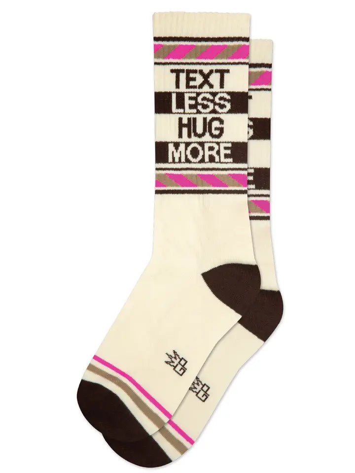 Spring fleece socks-Text Less Hug More | Unisex Crew