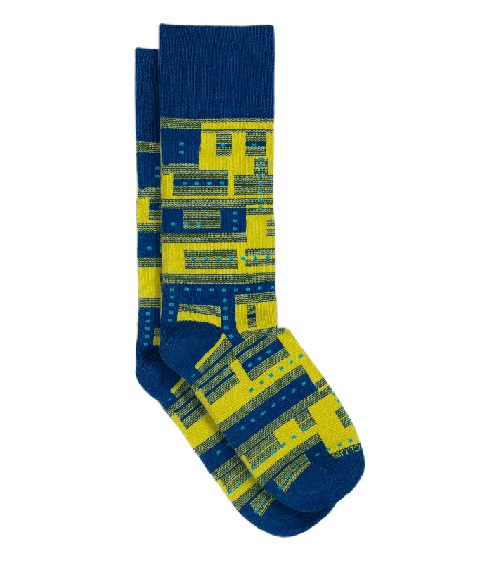 Socks with plaid trim-The Glitch - Goldenrod