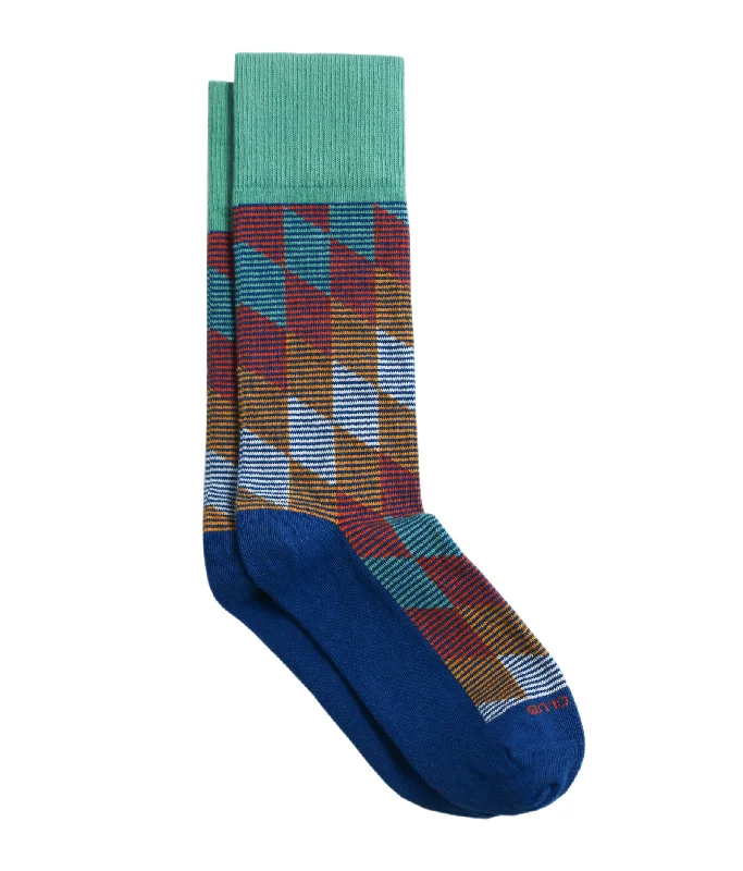 Non-slip socks with rubber-The Harlequin - Lagoon