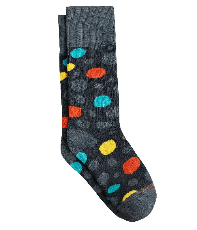 Floral fleece socks-The Kandinsky - Charcoal