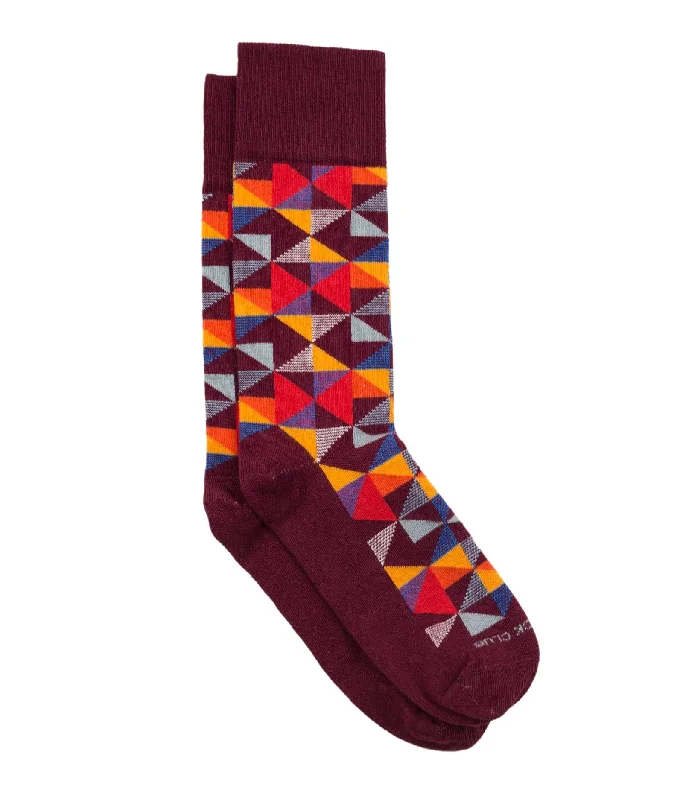 Plaid silk socks-The Pinwheel - Maroon