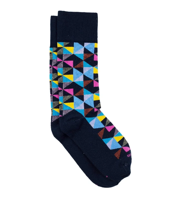 Fall socks with leaves-The Pinwheel - Navy