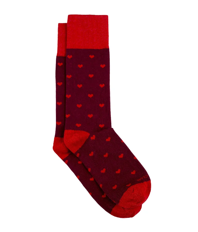 Budget cotton socks-The Valentine - Maroon