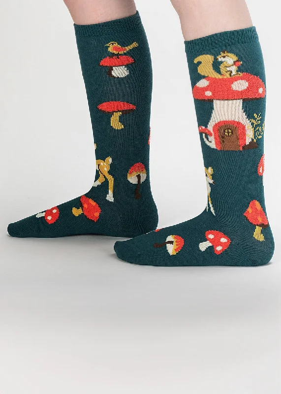 Breathable socks for summer days-Toadstools & Animals Kids' Knee Socks