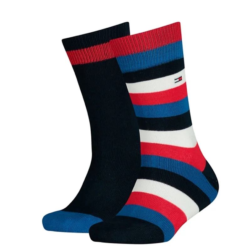 Brown bamboo socks-Tommy Hilfiger 2-Pack Basic Socks Stripe Midnight Blue