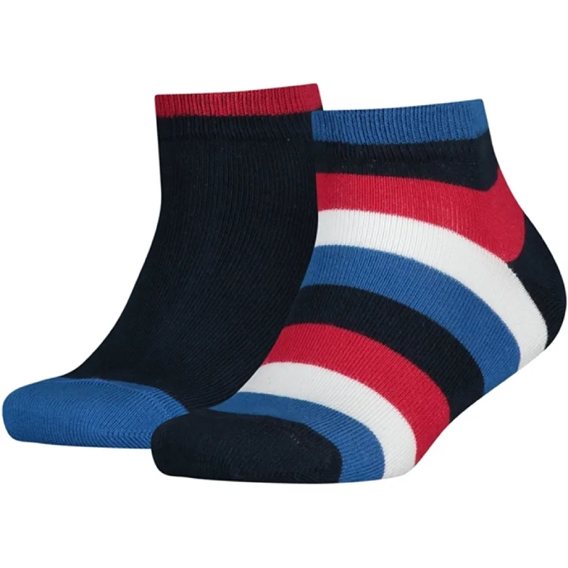 Green knit socks-Tommy Hilfiger 2-pack Basic Stripe Quarter Socks Midnight Blue