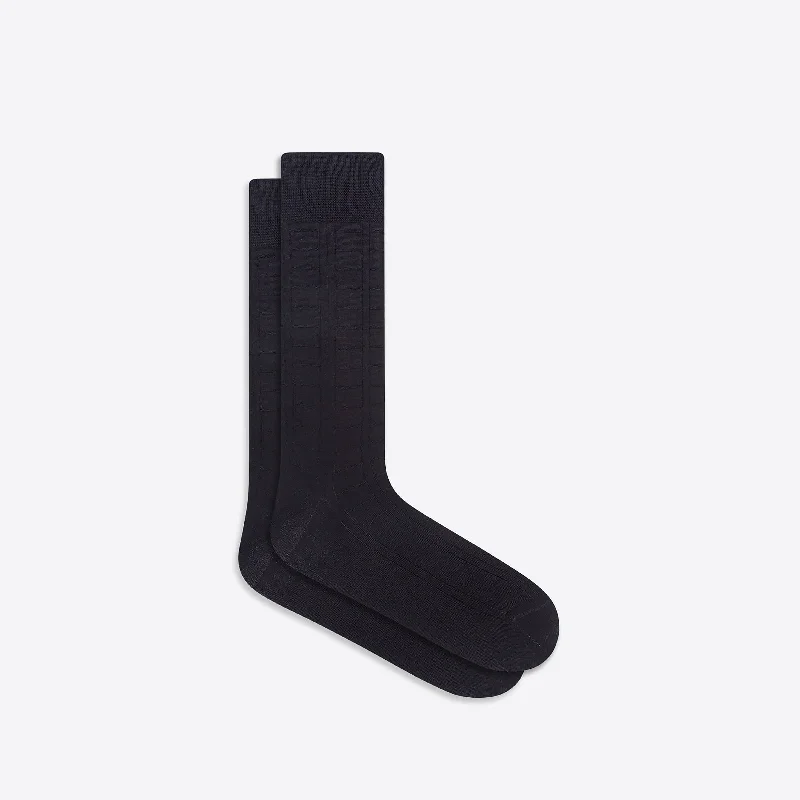 Socks with arch cushion-Raised Rib Stripe Mid-Calf Socks