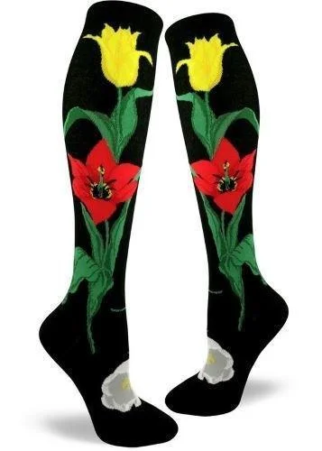 Spring fleece socks-Tulip Time | Women's Knee-high