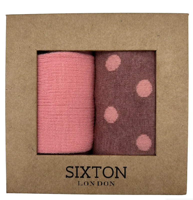 Plaid fleece socks-Porto pink and Barcelona sock box duo