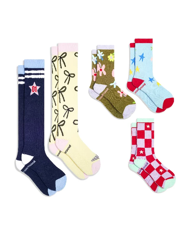 Socks with snowflake prints-Verconiik Collectors 5 Pack