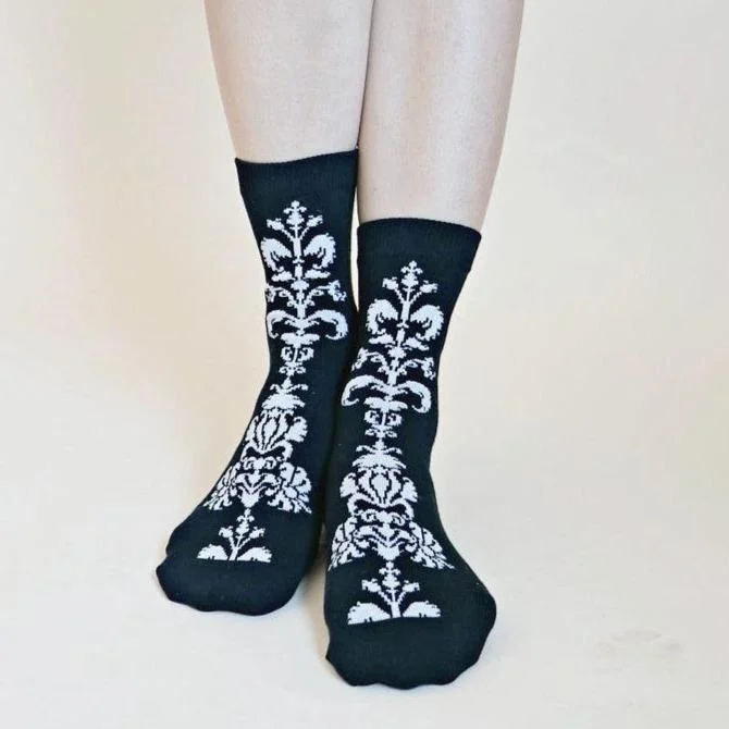 Handmade cotton socks-Victorian | Women's Crew