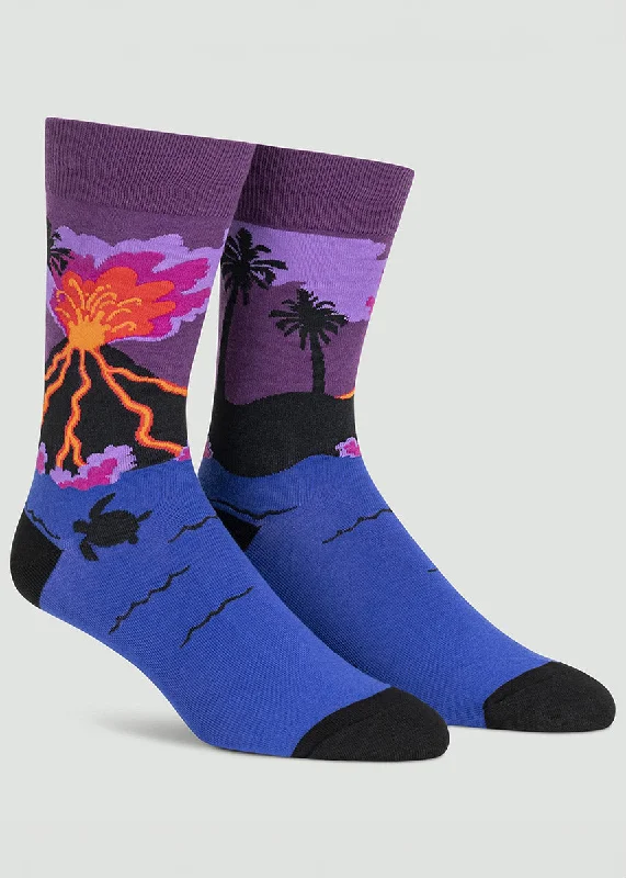 Yellow crew socks-Volcano Men's Socks