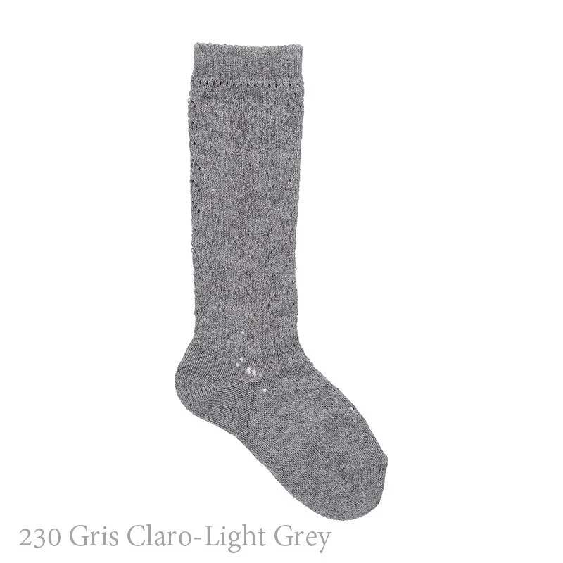 Durable knit socks-Warm Crochet Socks Grey