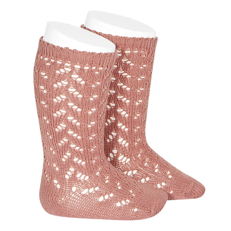 Luxury silk socks-Warm Crochet Socks Teracotta