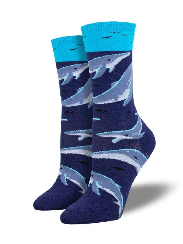 Striped knit socks-Whale Watching | Women's Crew