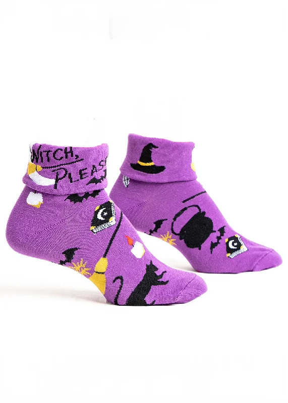 Luxury bamboo socks-Witch, Please Cuff Ankle Socks