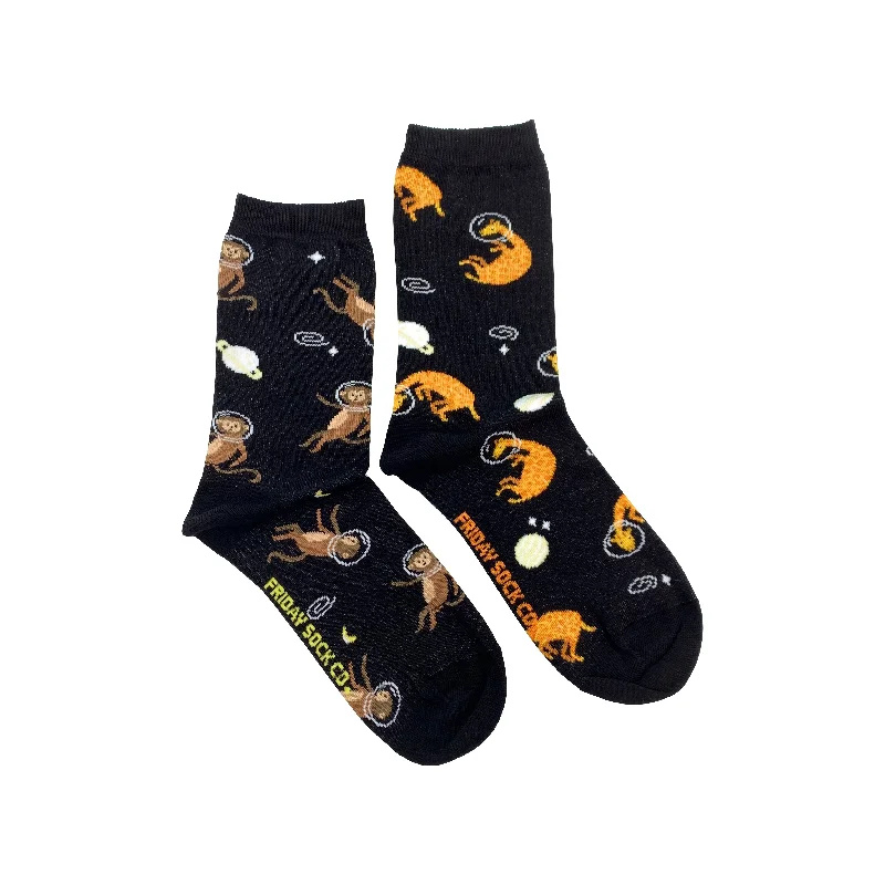 Black wool socks-Women's Animals & Space Helmet Socks