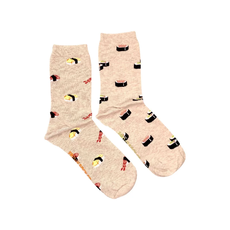 Plaid thermal socks-Women's Beige Sushi Socks