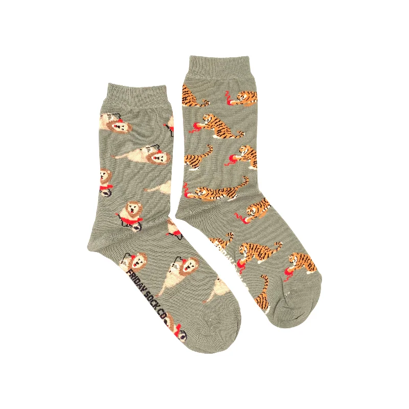 Blue silk socks-Women's Big Cats Socks