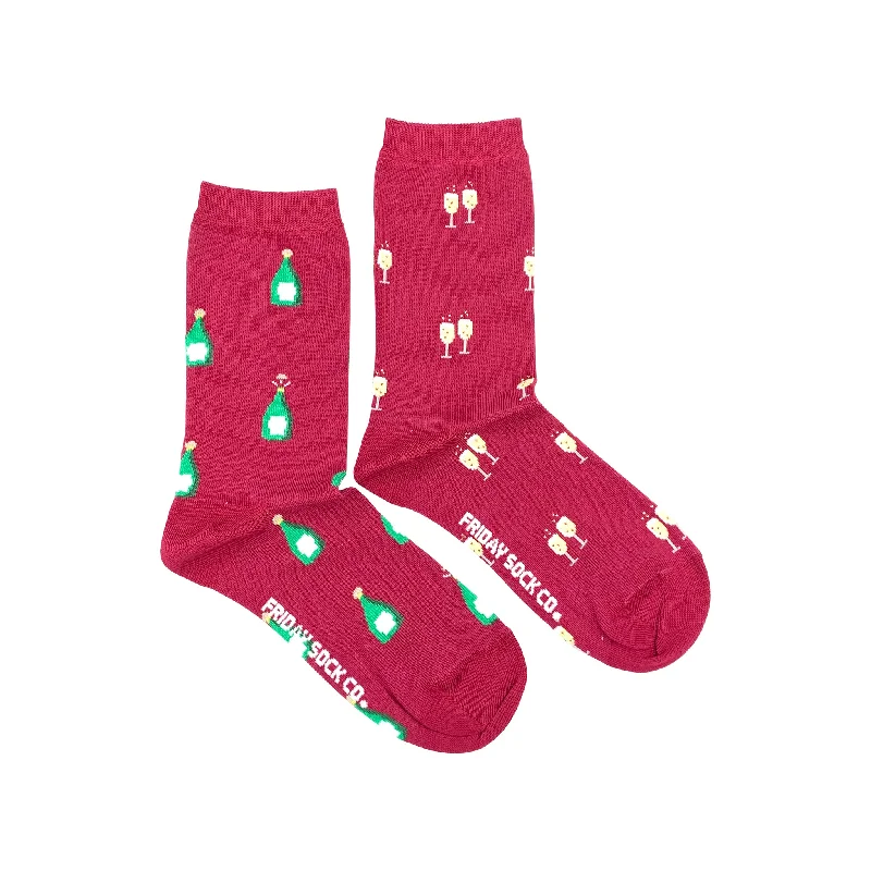 Pink athletic socks-Women's Champagne & Glass Socks