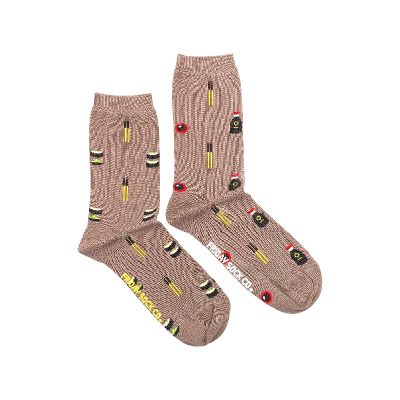 Brown knit socks-Women's Chopsticks & Soy Sushi Socks