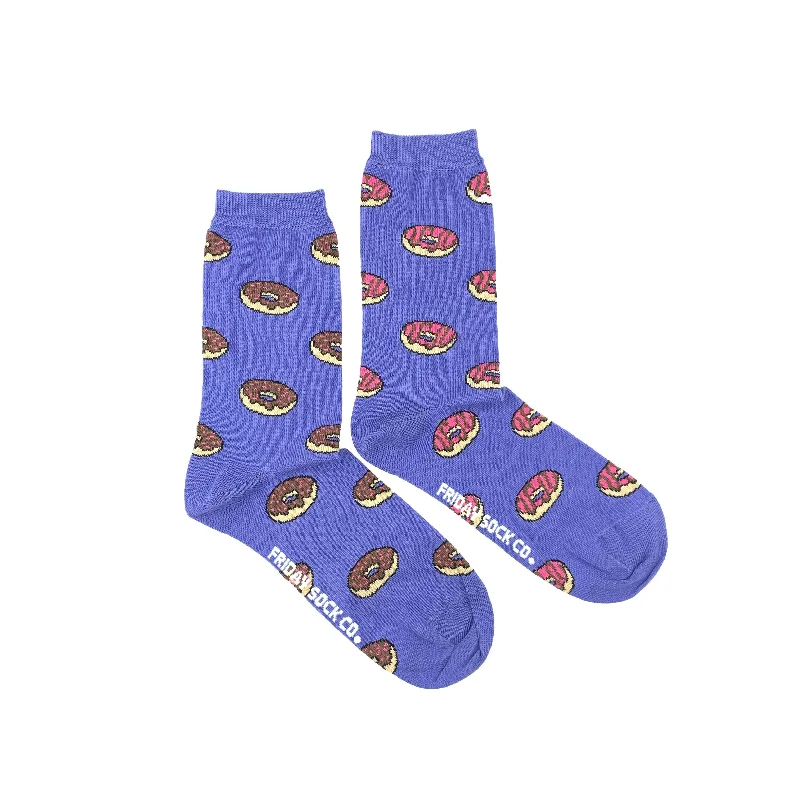 Vintage fleece socks-Women's Brown & Pink Donut Socks